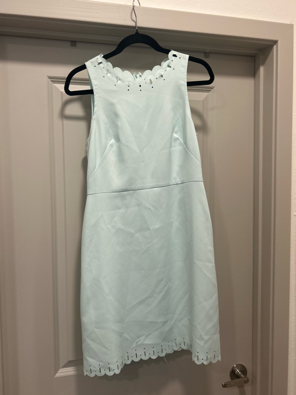 LOFT Light Mint Scalloped Neckline Mini Dress